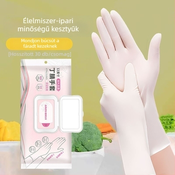 Egyszer használatos nitril kesztyűk mosogatáshoz, konyhai tisztításra, tartósak, élelmiszer-biztonságosak, női szabású, vékony