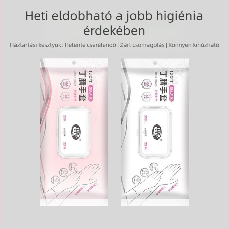 Egyszer használatos nitril kesztyűk mosogatáshoz, konyhai tisztításra, tartósak, élelmiszer-biztonságosak, női szabású, vékony