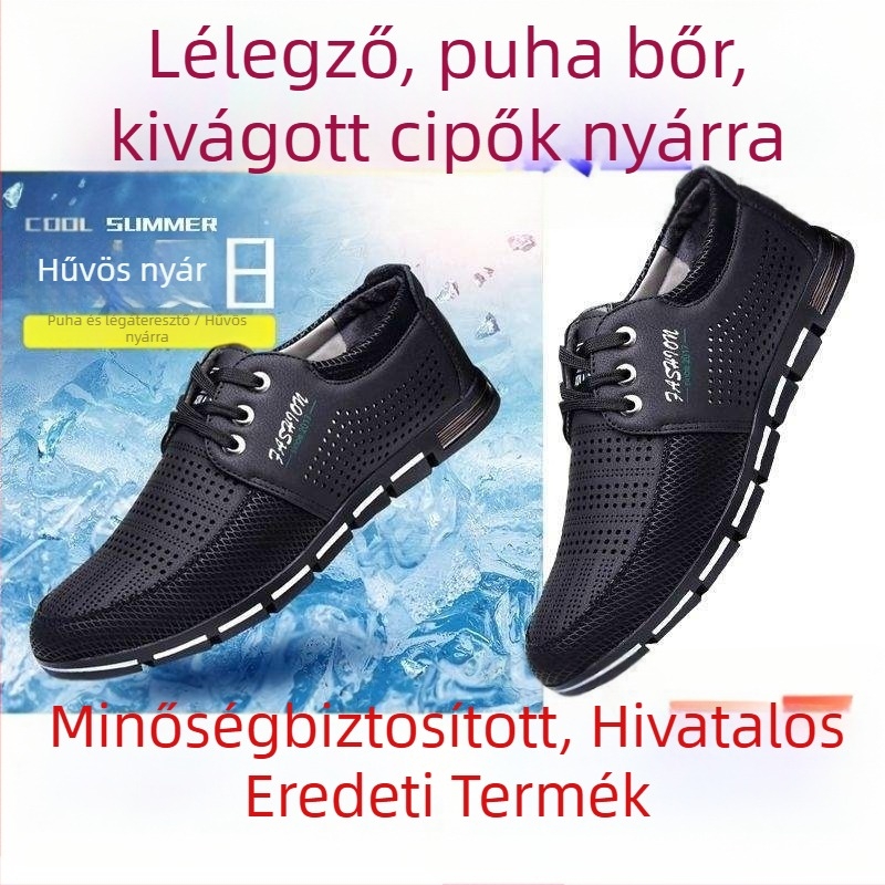 Férfi nyári mokaszín 2026 puha talpú, perforált, légáteresztő