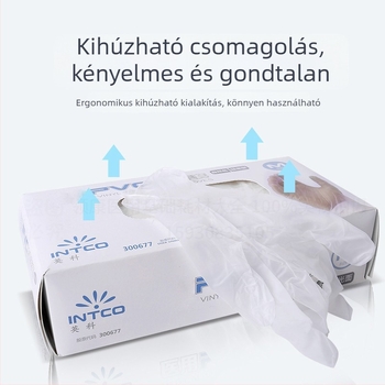 Yingke PVC egyszer használatos vizsgálati kesztyű, pormentes, 100 db, olajálló és csúszásmentes