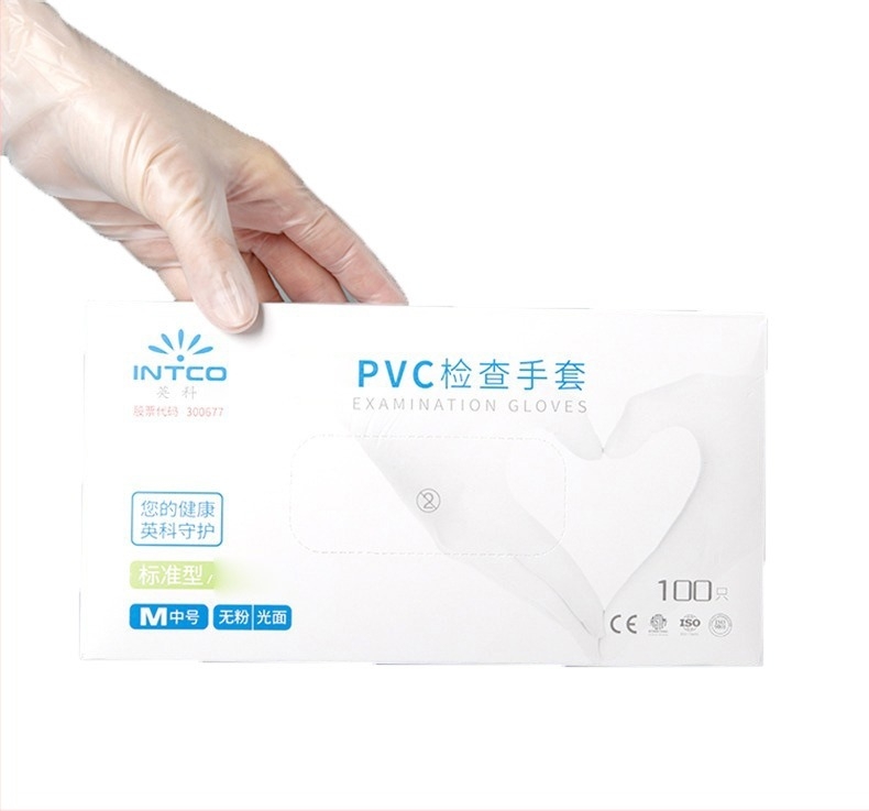 Yingke PVC egyszer használatos vizsgálati kesztyű, pormentes, 100 db, olajálló és csúszásmentes