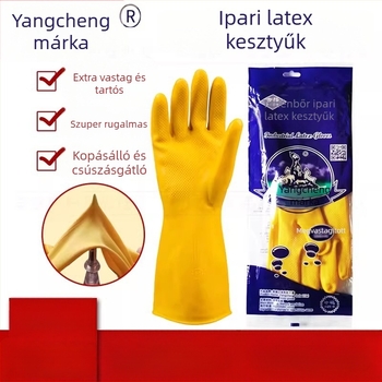 Yangcheng márkájú Beef-Tendon latex kesztyűk ipari és háztartási használatra, mosogatáshoz és konyhai tisztításhoz, vízálló, vastított, kopásálló