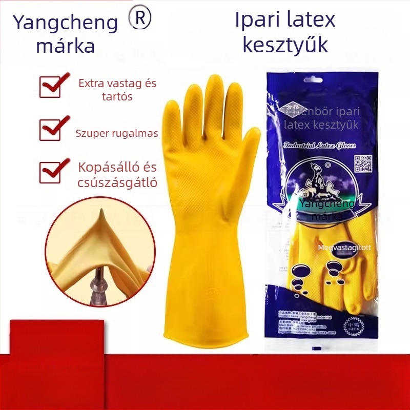 Yangcheng márkájú Beef-Tendon latex kesztyűk ipari és háztartási használatra, mosogatáshoz és konyhai tisztításhoz, vízálló, vastított, kopásálló