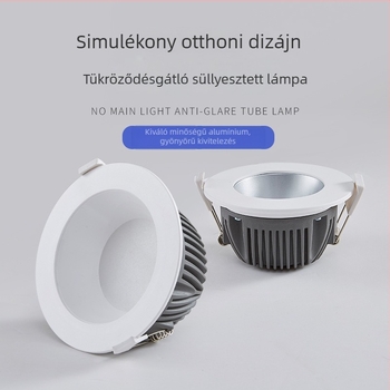 LED beépített mennyezetvilágítás anti-glare és anti-fog funkcióval, 7,5 cm átmérő, 7W, 6000K hideg fehér fény, kör alakú mennyezeti spotlámpa nappaliba, hotelbe és bevásárlóközpontra