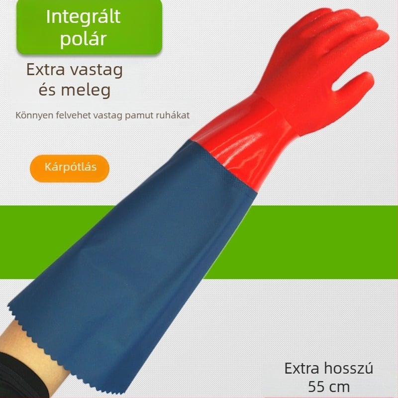 Vastagított, meleg latex kesztyűk mosogatáshoz és autómosáshoz, hosszított mandzsetta, fleece bélés, vízálló, tartós konyhai és háztartási feladatokra.