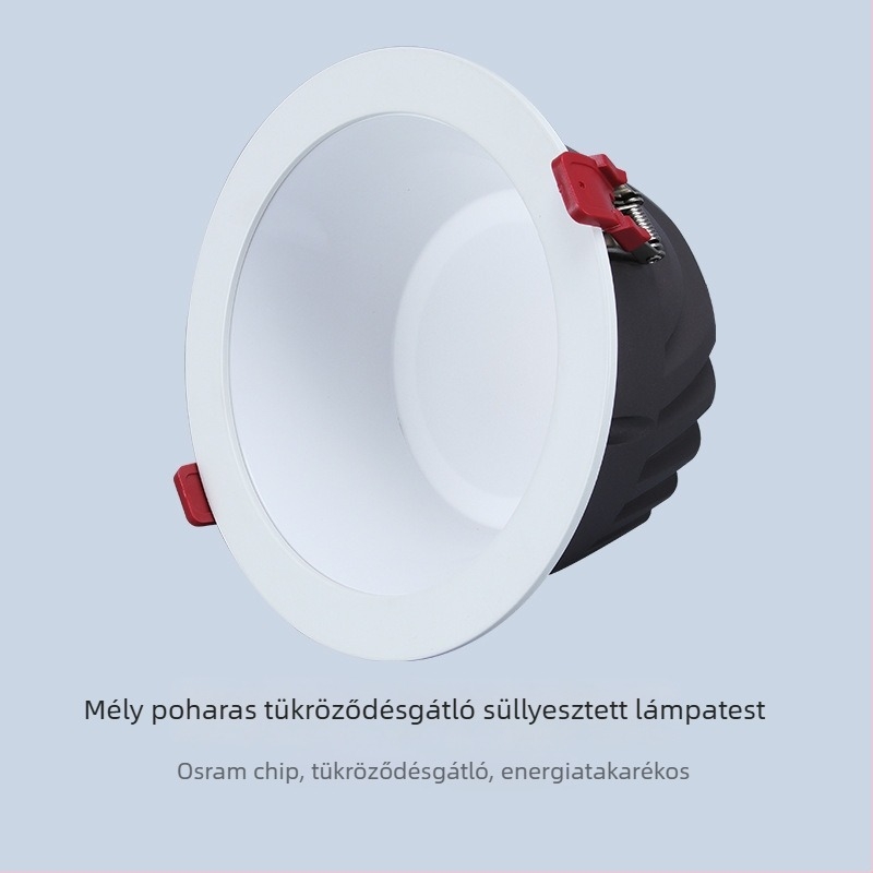 LED antireflexiós beépített mennyezeti downlight, párásodás elleni védelemmel, méretek 2.5–8 hüvelyk