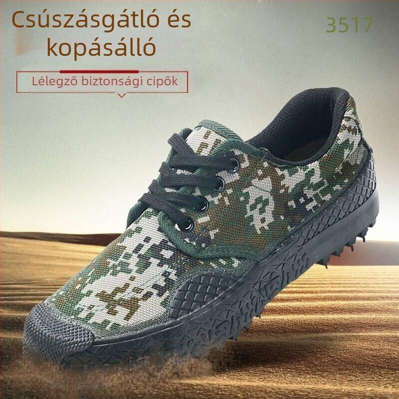 3517 Jiefang munkavédelmi cipő, légáteresztő, kopásálló, védőcipő építőipari használatra, alacsony profil, kamufláz, csúszásmentes, uniszex