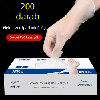 Vastagított egyszer használatos PVC kesztyűk, hosszúak, élelmiszer-minőségűek, vízállóak és olajállóak, háztartási használatra, nagy rugalmasságú, tartós