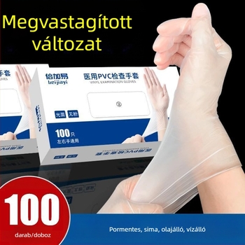 Vastagított egyszer használatos PVC kesztyűk, hosszúak, élelmiszer-minőségűek, vízállóak és olajállóak, háztartási használatra, nagy rugalmasságú, tartós
