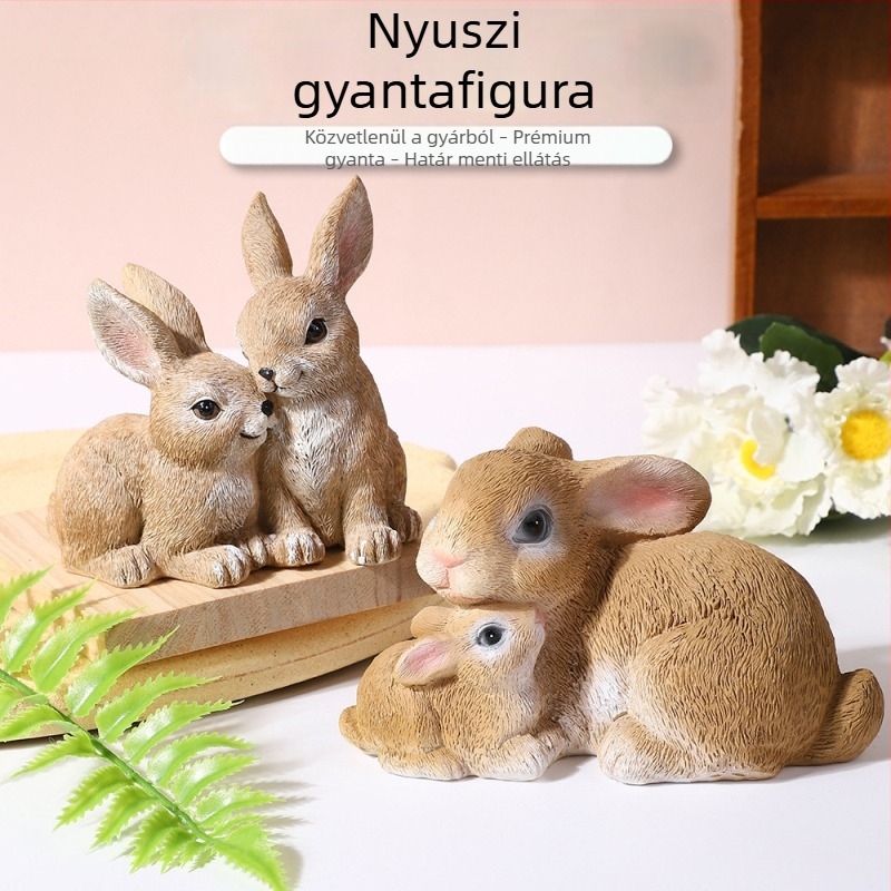 Cuki gyanta nyuszi figúra otthoni dekorációhoz, húsvéti dekoráció
