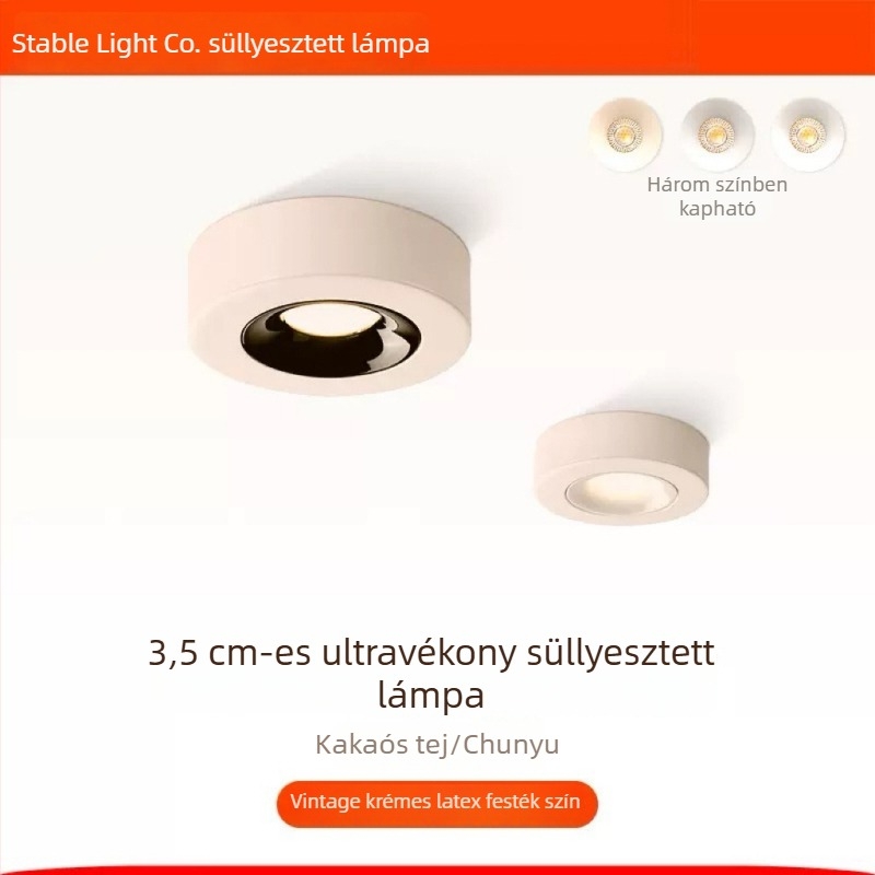 Szupervékony kör alakú felületre szerelt downlight nappali és étkezőhöz, COB LED, 3000K meleg fehér, 16–20W, intelligens vezérlés
