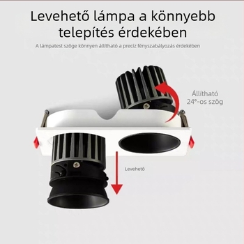 Kétfejű beépített downlight, négyszögletes rácsos kialakítás, mély csésze anti-sugárzás