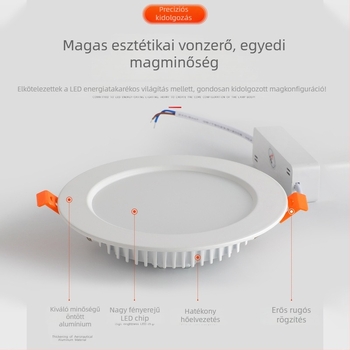 Ultra vékony LED beépített mennyezeti lámpa, alumínium ötvözetből, kör alakú, reflexió- és párásodás elleni funkcióval, 220V, 3000–6000K, nyílás mérete 75–170 mm, teljes méret 98–185 mm