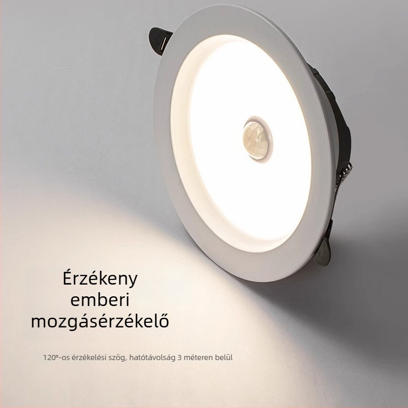 PIR mozgásérzékelős LED mennyezeti downlight, beépített, folyosókhoz és bejáratokhoz