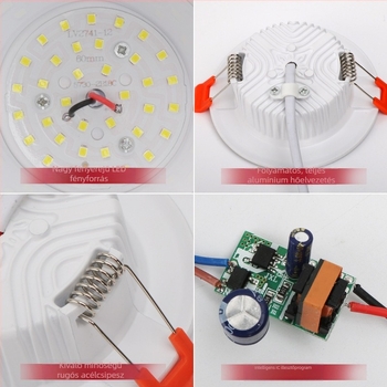 Teljesen alumínium LED beépíthető mennyezeti downlight, fekete test, ultra vékony, 4 hüvelyk (12 cm) átmérő, 6W/9W/12W/20W, fehér fény 6000K
