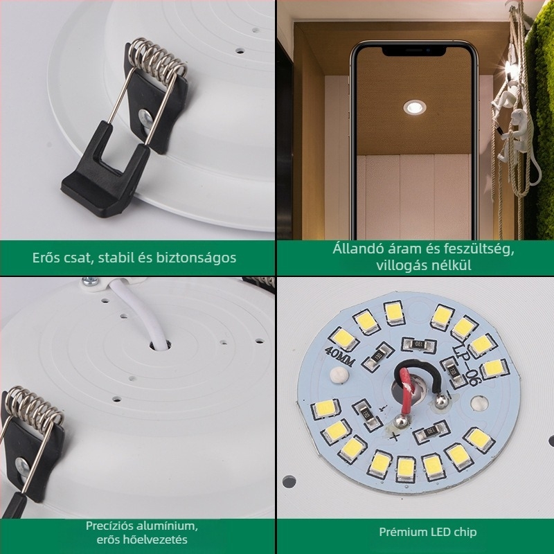 LED beépített mennyezeti lámpa alacsony feszültségű 12–36V, alumínium ház, nyílások Ø50–160 mm