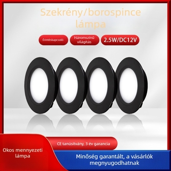 LED érintéses világítás szekrényekhez intelligens szenzorral, beépített 12V, kompakt downlight gardróbokhoz és vitrínákhoz