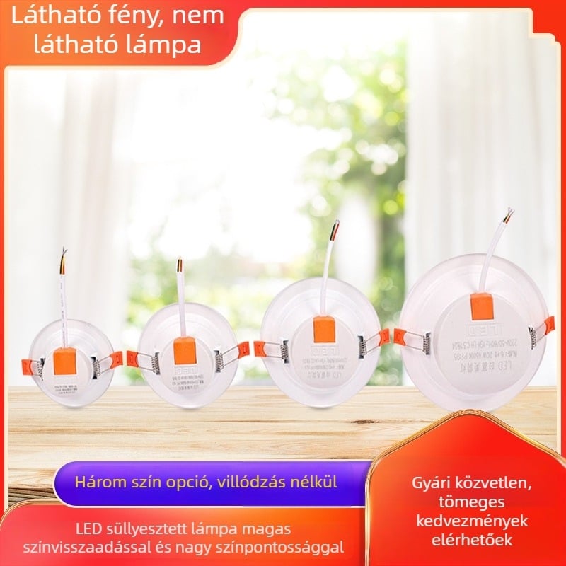 Beépíthető LED mennyezeti downlight nappalihoz, 3W/5W/12W, fehér fény