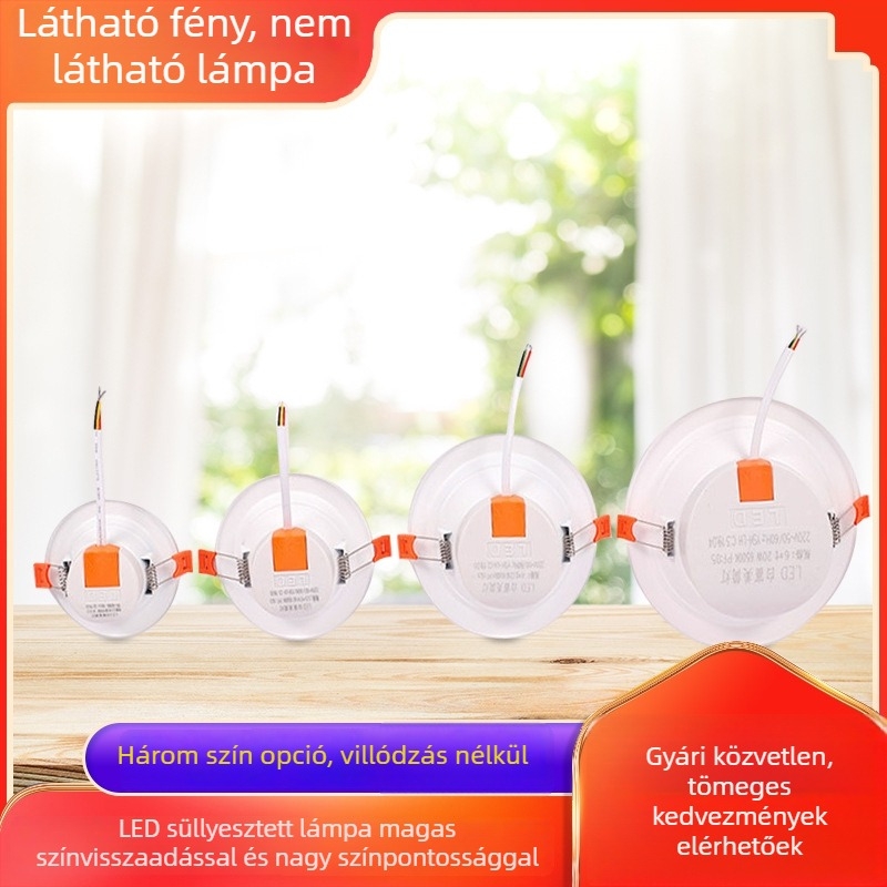Beépíthető LED mennyezeti downlight nappalihoz, 3W/5W/12W, fehér fény