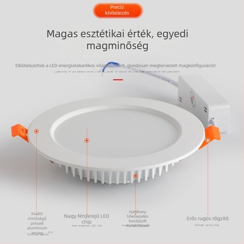 LED beépíthető mennyezeti lámpa, ultra vékony, öntött alumínium ház, kör alakú, 2,5/4 hüvelyk, 12W, árnyékmentes és páramentes