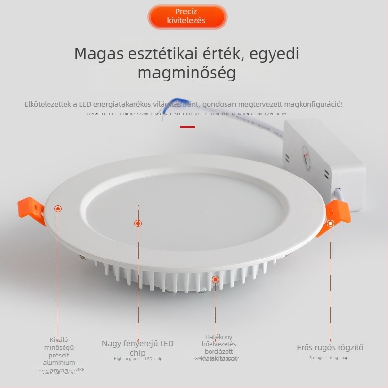 LED beépíthető mennyezeti lámpa, ultra vékony, öntött alumínium ház, kör alakú, 2,5/4 hüvelyk, 12W, árnyékmentes és páramentes