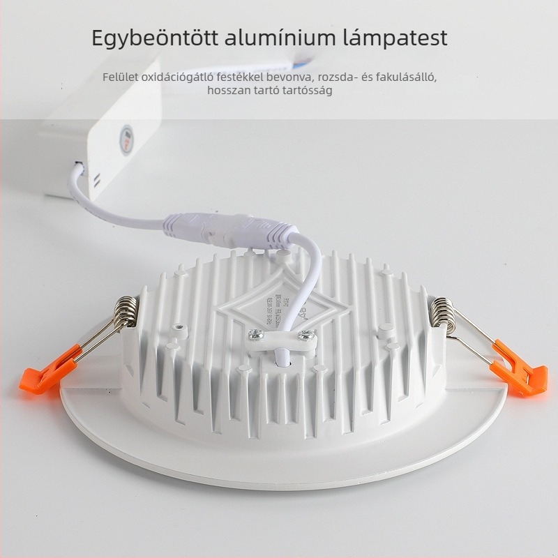 LED beépíthető mennyezeti lámpa, ultra vékony, öntött alumínium ház, kör alakú, 2,5/4 hüvelyk, 12W, árnyékmentes és páramentes