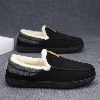 2025 új stílusú férfi slip-on havas csizma meleg fleece-beléssel, velúr felsőrésszel és vastag talppal
