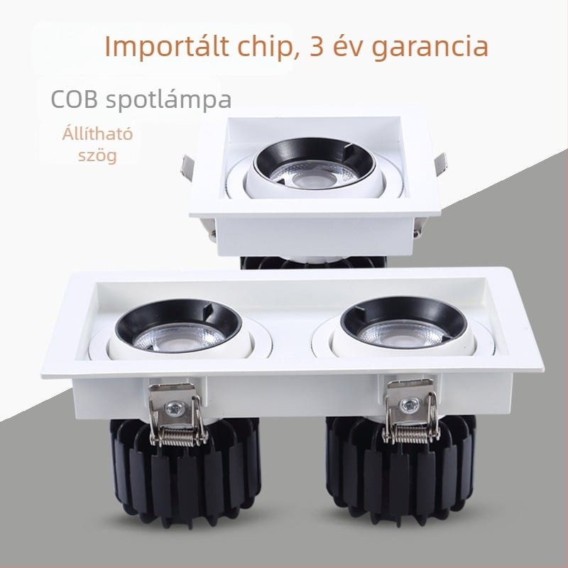 LED COB kétfejű spotlámpa, beépített téglalap alakú mennyezeti lámpa a nappali hátfalához