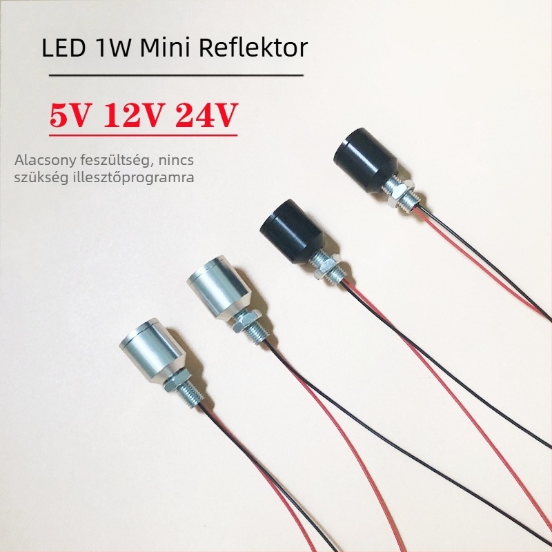 LED mini spotlámpa, 5V, 1W, alacsony feszültségű, alumínium ház, vészvilágítás, 24V izzó