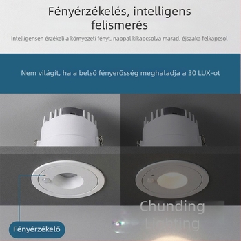 Beépíthető LED szenzoros downlight folyosókra, lépcsőházba és bejárathoz - közeledésre világít, radar szenzorral, 3000K meleg fehér