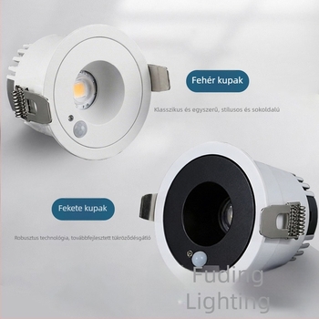 Beépíthető LED szenzoros downlight folyosókra, lépcsőházba és bejárathoz - közeledésre világít, radar szenzorral, 3000K meleg fehér