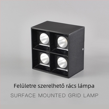 LED kétfejű felületre szerelt downlight a nappaliba, 4-fejű hengeres test, intelligens fényerő-szabályozás
