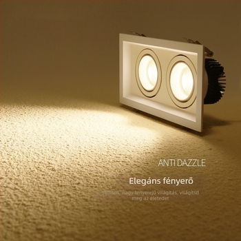 LED kettős fejű beépített downlight, rejtett spotlámpa, négyzetes rácsos mennyezeti lámpa, otthoni és kereskedelmi használatra