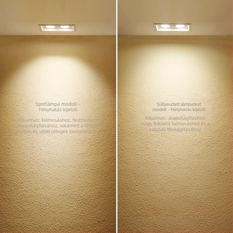 LED kettős fejű beépített downlight, rejtett spotlámpa, négyzetes rácsos mennyezeti lámpa, otthoni és kereskedelmi használatra