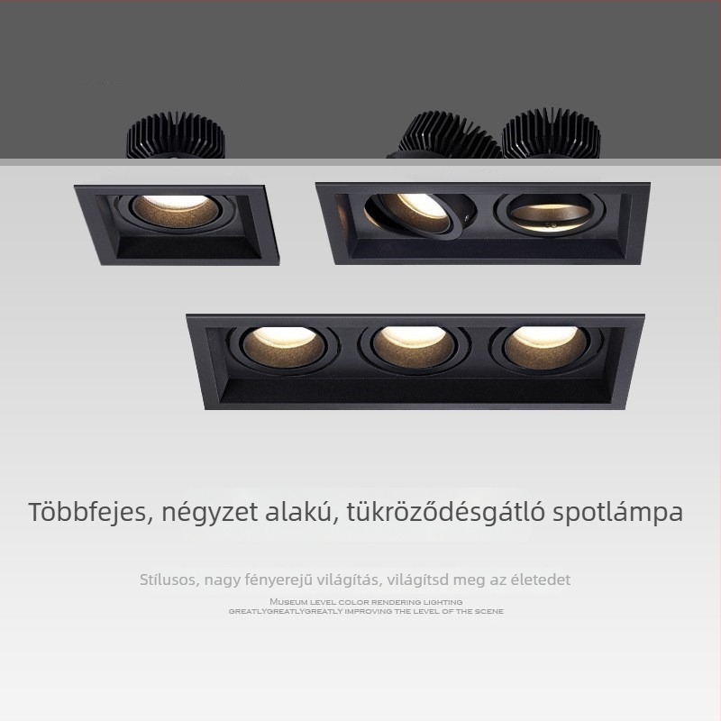 LED kettős fejű beépített downlight, rejtett spotlámpa, négyzetes rácsos mennyezeti lámpa, otthoni és kereskedelmi használatra