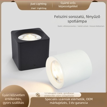 Felszíni LED spotlámpa nappalira központi világítás nélkül, COB downlight, teljes spektrum, anti-glare, négyszögletes mennyezeti lámpa alumínium házzal