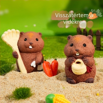 Groundhog Pastoral Life Series Rezinfigurák – Cuki Cartoon Díszfigura