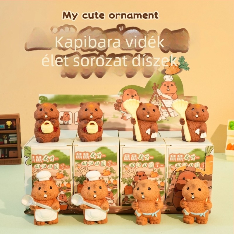 Groundhog Pastoral Life Series Rezinfigurák – Cuki Cartoon Díszfigura