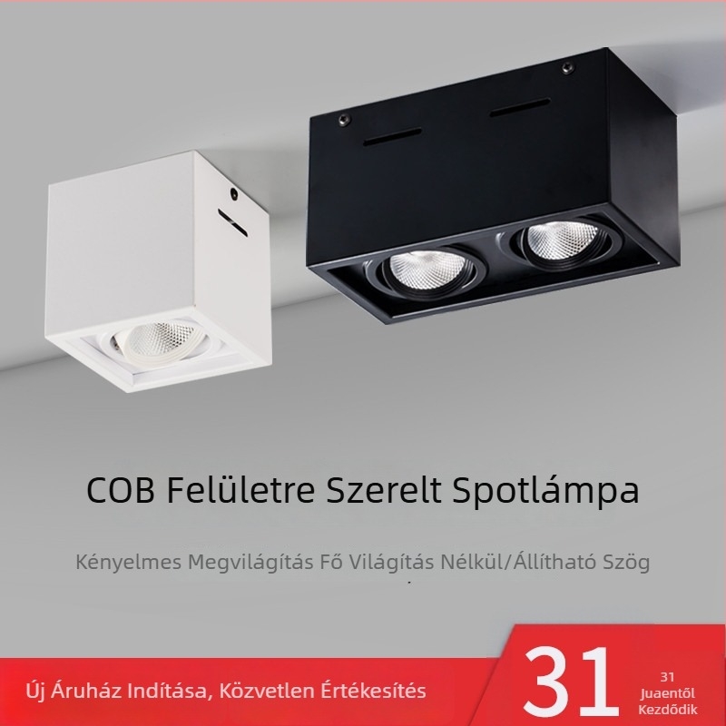 LED felületre szerelt mennyezeti spotlámpák, négyfejű, négyzetes házban, nappaliba, intelligens hangvezérléssel