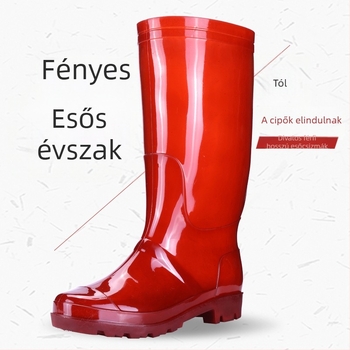 Barna magas szárú gumicsizma esőcsizma, gyorsan száradó vízicipő, belső bélés nélküli, hosszú vízálló lábbeli