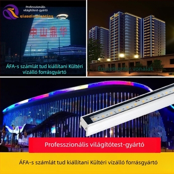 LED színes külső kontúr világítás a homlokzathoz, lineáris falvilágítás színvezérléssel