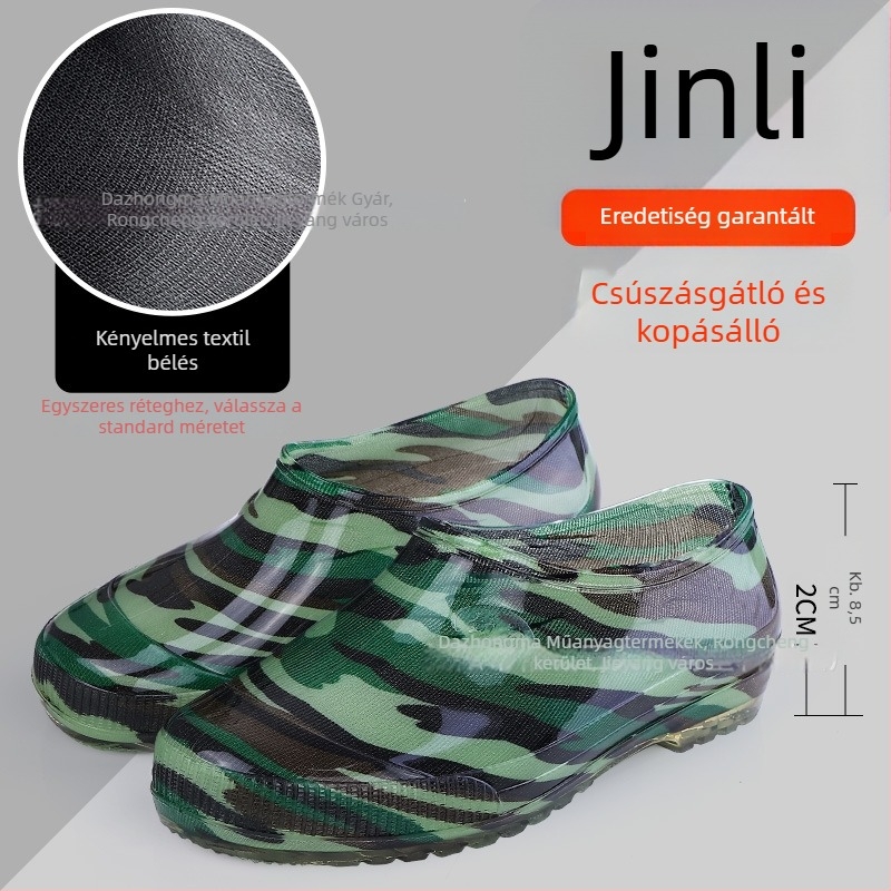 Férfi alacsonyak esőcsizmák, vízállóak, könnyűek, slip-on, csúszásmentes talp, PVC felsőrész