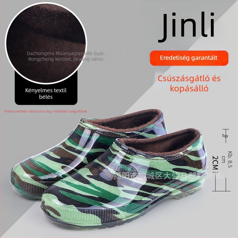 Férfi alacsonyak esőcsizmák, vízállóak, könnyűek, slip-on, csúszásmentes talp, PVC felsőrész