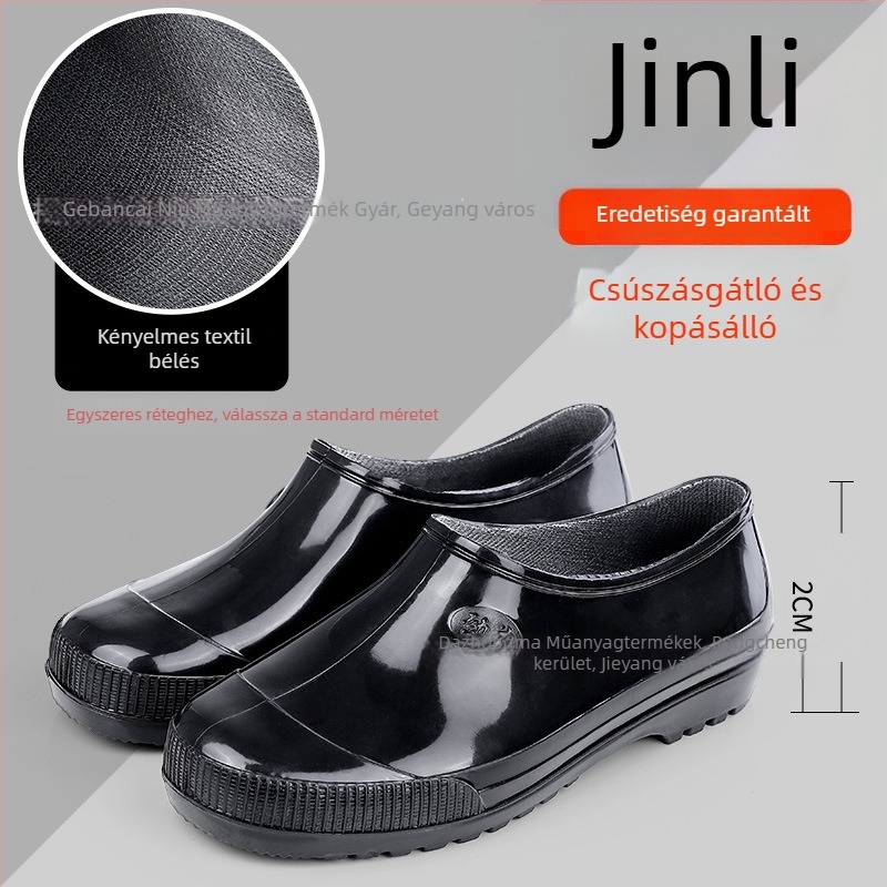 Férfi alacsonyak esőcsizmák, vízállóak, könnyűek, slip-on, csúszásmentes talp, PVC felsőrész
