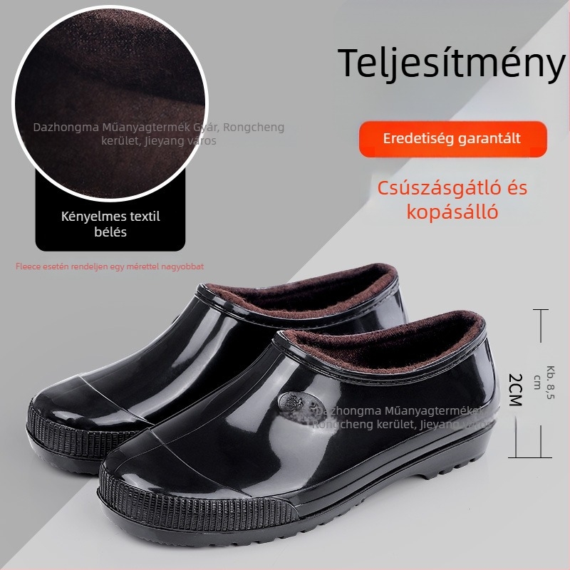 Férfi alacsonyak esőcsizmák, vízállóak, könnyűek, slip-on, csúszásmentes talp, PVC felsőrész