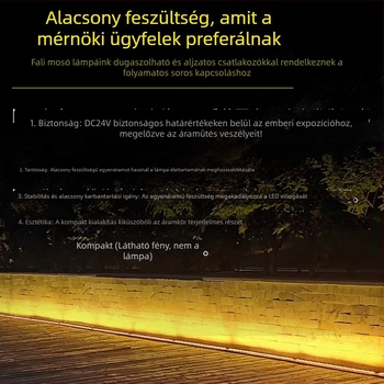 LED falmosó falfény kültérre és beltérre, vízálló, 6500K, 48 LED, hossz 1000 mm, IP65, dimmable külső vezérléssel, esküvői/fasadc világítás, V-alakú kontúr és lineáris világítás, szuper fényes