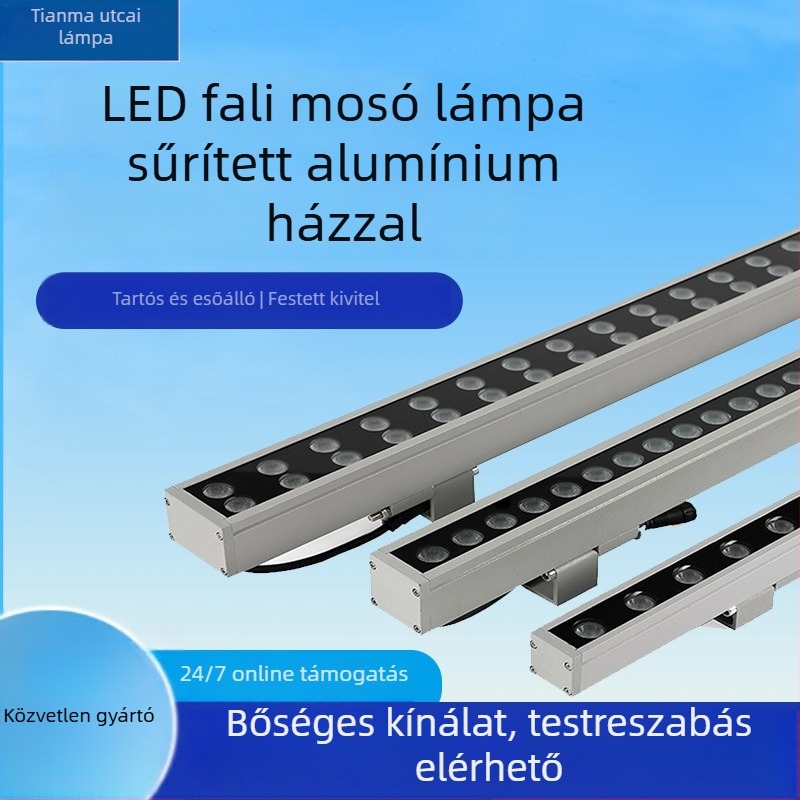 LED falmosó falfény kültérre és beltérre, vízálló, 6500K, 48 LED, hossz 1000 mm, IP65, dimmable külső vezérléssel, esküvői/fasadc világítás, V-alakú kontúr és lineáris világítás, szuper fényes