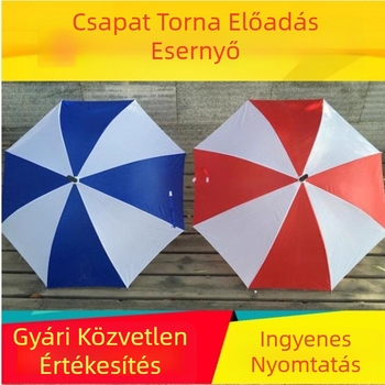 Piros-fehér testreszabható gyerek esernyő iskolai sportnapra, csoportos gimnasztika és tánc kellék, reklámcélú előadásokhoz