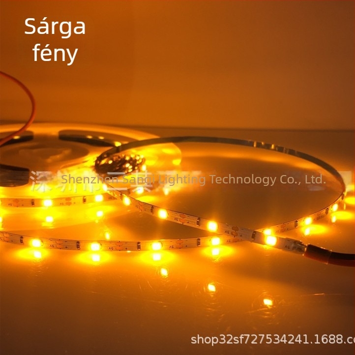 Ultra vékony 3 mm-es LED-szalag, 5 V, 60 LED, állítható fényerő, makettekhez és kézműves projektekhez