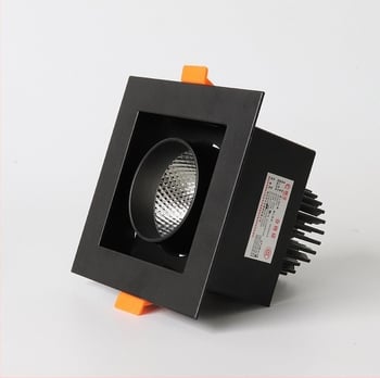 LED dupla fejű COB spotlámpa mennyezetre, antireflektív, négyzetes rács, fekete